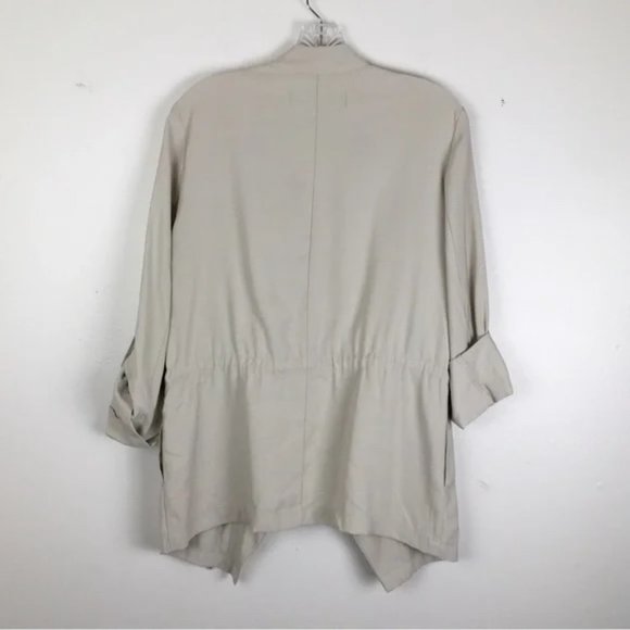 Beautiful EUC Zara Open Front Drawstring Waterfall Blazer Jacket in Beige, Small - Picture 11 of 11